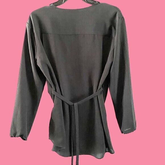 Allsaints Black Wrap Mia Sleeve Top Blouse XS Polyester - Picture 6 of 13